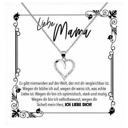 22Feels® Mama Geschenk Muttertag Geburtstag Frauen Schmuck mit Karte Herz Halskette Echt Silber Weihnachten Idee von Tochter oder Sohn-Schmuck mit Botschaftskarte - Herz21-22Feels