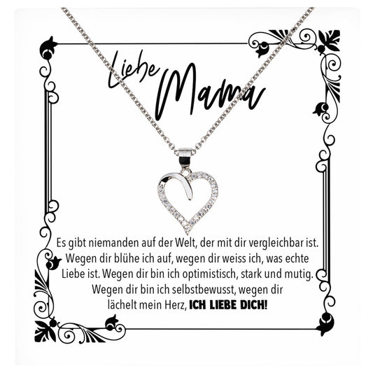 22Feels® Mama Geschenk Muttertag Geburtstag Frauen Schmuck mit Karte Herz Halskette Echt Silber Weihnachten Idee von Tochter oder Sohn-Schmuck mit Botschaftskarte - Herz21-22Feels