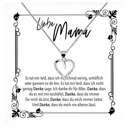 22Feels® Mama Geschenk Muttertag Geburtstag Frauen Schmuck mit Karte Herz Halskette Echt Silber Weihnachten Idee von Tochter oder Sohn-Schmuck mit Botschaftskarte - Herz21-22Feels