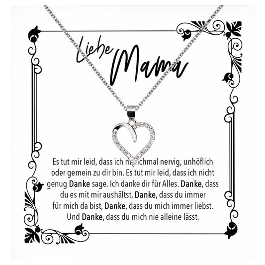22Feels® Mama Geschenk Muttertag Geburtstag Frauen Schmuck mit Karte Herz Halskette Echt Silber Weihnachten Idee von Tochter oder Sohn-Schmuck mit Botschaftskarte - Herz21-22Feels