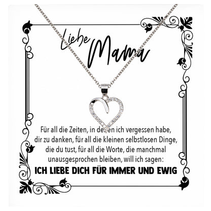 22Feels® Mama Geschenk Muttertag Geburtstag Frauen Schmuck mit Karte Herz Halskette Echt Silber Weihnachten Idee von Tochter oder Sohn-Schmuck mit Botschaftskarte - Herz21-22Feels