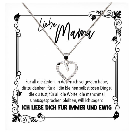 22Feels® Mama Geschenk Muttertag Geburtstag Frauen Schmuck mit Karte Herz Halskette Echt Silber Weihnachten Idee von Tochter oder Sohn-Schmuck mit Botschaftskarte - Herz21-22Feels