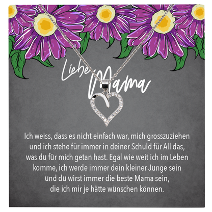 22Feels® Mama Geschenk von Sohn Muttertag Geburtstag Frauen Schmuck mit Karte Echt Silber Herz Halskette Weihnachten Idee Mutter Sohn-Schmuck mit Botschaftskarte - Herz21-22Feels