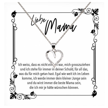 22Feels® Mama Geschenk von Sohn Muttertag Geburtstag Frauen Schmuck mit Karte Echt Silber Herz Halskette Weihnachten Idee Mutter Sohn-Schmuck mit Botschaftskarte - Herz21-22Feels