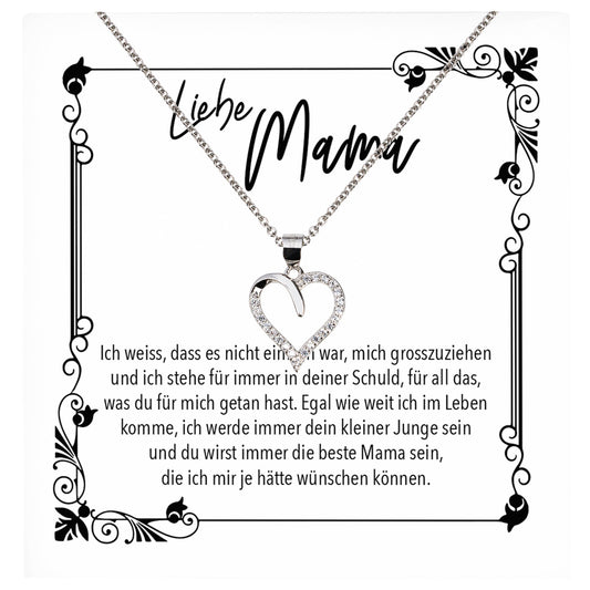 22Feels® Mama Geschenk von Sohn Muttertag Geburtstag Frauen Schmuck mit Karte Echt Silber Herz Halskette Weihnachten Idee Mutter Sohn-Schmuck mit Botschaftskarte - Herz21-22Feels