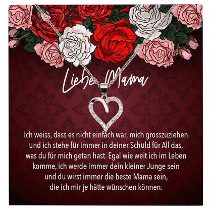 22Feels® Mama Geschenk von Sohn Muttertag Geburtstag Frauen Schmuck mit Karte Echt Silber Herz Halskette Weihnachten Idee Mutter Sohn-Schmuck mit Botschaftskarte - Herz21-22Feels