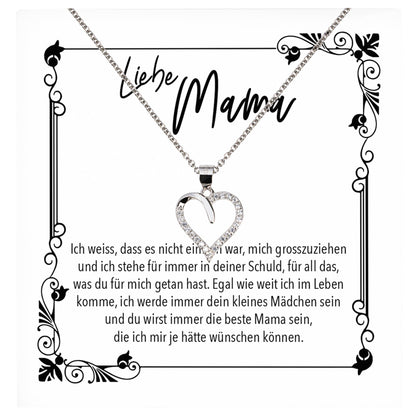 22Feels® Mama Geschenk von Tochter Muttertag Geburtstag Frauen Schmuck mit Karte Echt Silber Herz Halskette Weihnachten Idee Mutter Tochter-Schmuck mit Botschaftskarte - Herz21-22Feels