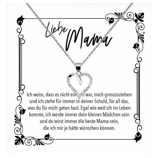 22Feels® Mama Geschenk von Tochter Muttertag Geburtstag Frauen Schmuck mit Karte Echt Silber Herz Halskette Weihnachten Idee Mutter Tochter-Schmuck mit Botschaftskarte - Herz21-22Feels