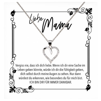 22Feels® Mama Geschenk Muttertag Geburtstag Frauen Schmuck mit Karte Herz Halskette Echt Silber Weihnachten Idee von Tochter oder Sohn-Schmuck mit Botschaftskarte - Herz21-22Feels