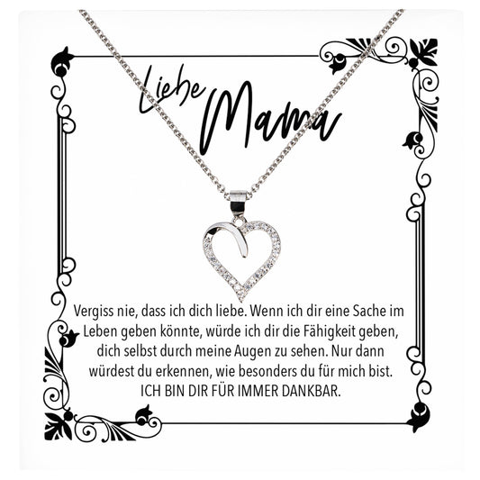 22Feels® Mama Geschenk Muttertag Geburtstag Frauen Schmuck mit Karte Herz Halskette Echt Silber Weihnachten Idee von Tochter oder Sohn-Schmuck mit Botschaftskarte - Herz21-22Feels