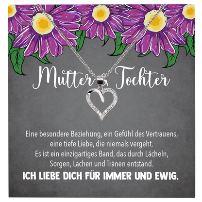 22Feels® Mama Geschenk von Tochter Muttertag Geburtstag Frauen Schmuck mit Karte Echt Silber Herz Halskette Weihnachten Idee Mutter Tochter-Schmuck mit Botschaftskarte - Herz21-22Feels