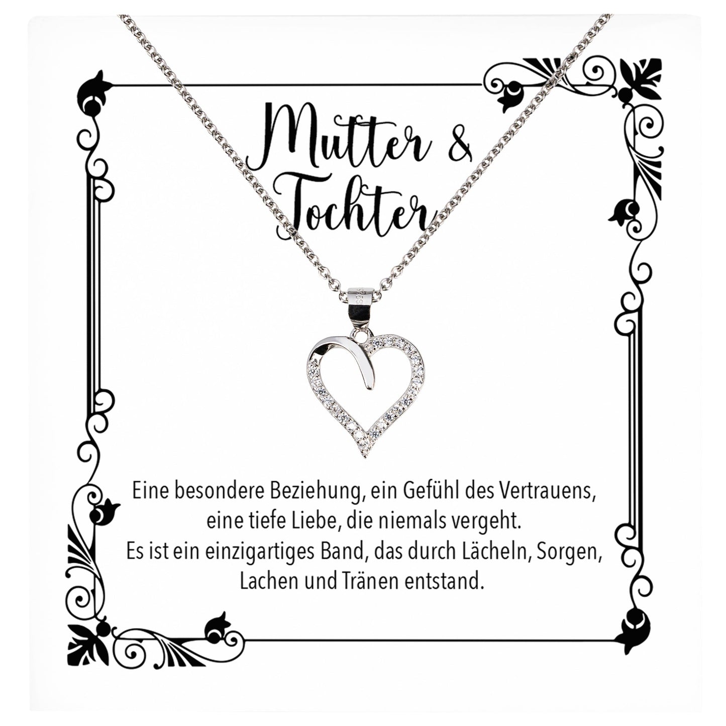 22Feels® Mama Geschenk von Tochter Muttertag Geburtstag Frauen Schmuck mit Karte Echt Silber Herz Halskette Weihnachten Idee Mutter Tochter-Schmuck mit Botschaftskarte - Herz21-22Feels