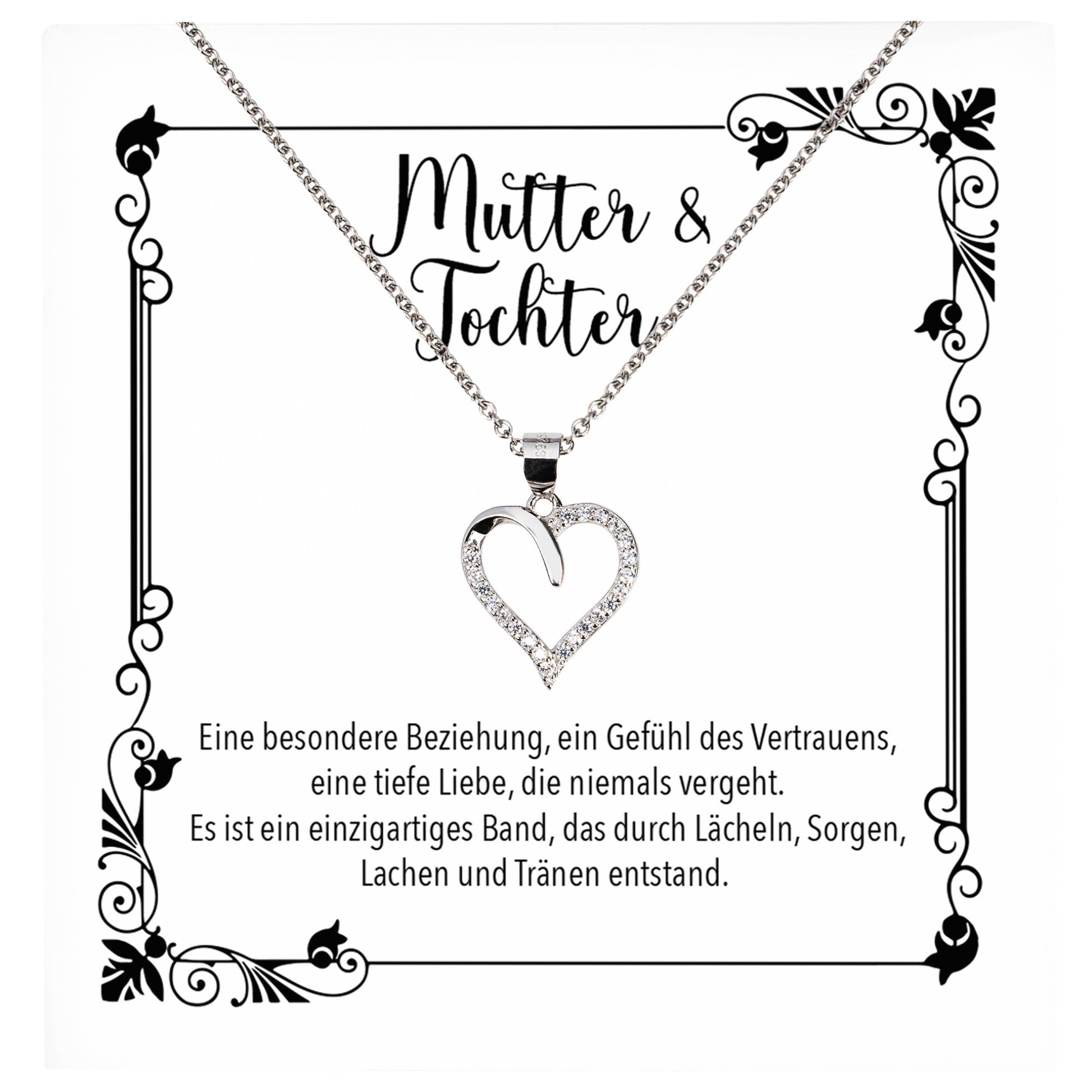 22Feels® Mama Geschenk von Tochter Muttertag Geburtstag Frauen Schmuck mit Karte Echt Silber Herz Halskette Weihnachten Idee Mutter Tochter-Schmuck mit Botschaftskarte - Herz21-22Feels