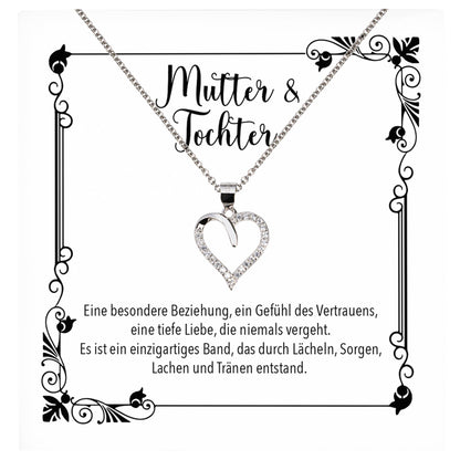 22Feels® Mama Geschenk von Tochter Muttertag Geburtstag Frauen Schmuck mit Karte Echt Silber Herz Halskette Weihnachten Idee Mutter Tochter-Schmuck mit Botschaftskarte - Herz21-22Feels