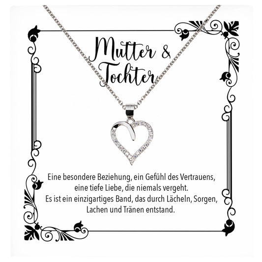 22Feels® Mama Geschenk von Tochter Muttertag Geburtstag Frauen Schmuck mit Karte Echt Silber Herz Halskette Weihnachten Idee Mutter Tochter-Schmuck mit Botschaftskarte - Herz21-22Feels