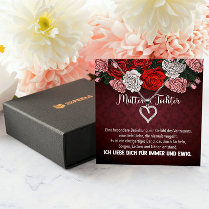 22Feels® Mama Geschenk von Tochter Muttertag Geburtstag Frauen Schmuck mit Karte Echt Silber Herz Halskette Weihnachten Idee Mutter Tochter-Schmuck mit Botschaftskarte - Herz21-22Feels