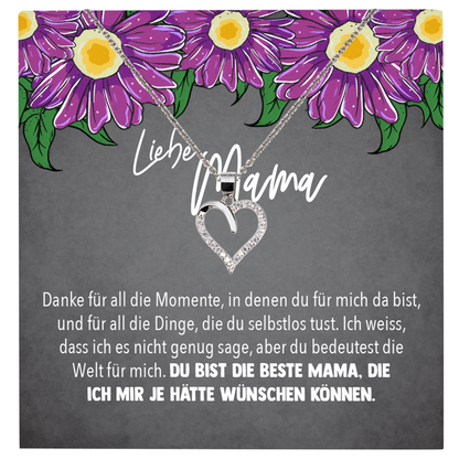 22Feels® Mama Geschenk Muttertag Geburtstag Frauen Schmuck mit Karte Herz Halskette Echt Silber Weihnachten Idee von Tochter oder Sohn-Schmuck mit Botschaftskarte - Herz21-22Feels
