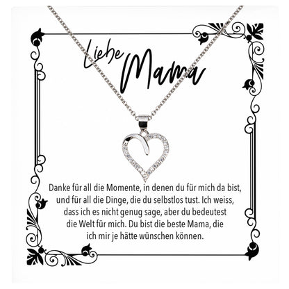 22Feels® Mama Geschenk Muttertag Geburtstag Frauen Schmuck mit Karte Herz Halskette Echt Silber Weihnachten Idee von Tochter oder Sohn-Schmuck mit Botschaftskarte - Herz21-22Feels