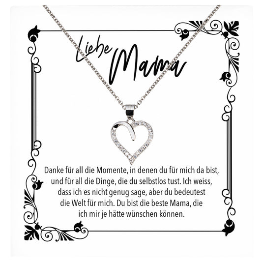 22Feels® Mama Geschenk Muttertag Geburtstag Frauen Schmuck mit Karte Herz Halskette Echt Silber Weihnachten Idee von Tochter oder Sohn-Schmuck mit Botschaftskarte - Herz21-22Feels
