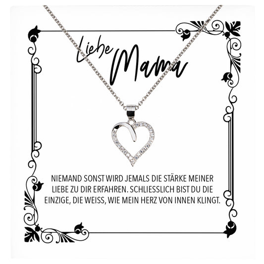 22Feels® Mama Geschenk Muttertag Geburtstag Frauen Schmuck mit Karte Herz Halskette Echt Silber Weihnachten Idee von Tochter oder Sohn-Schmuck mit Botschaftskarte - Herz21-22Feels