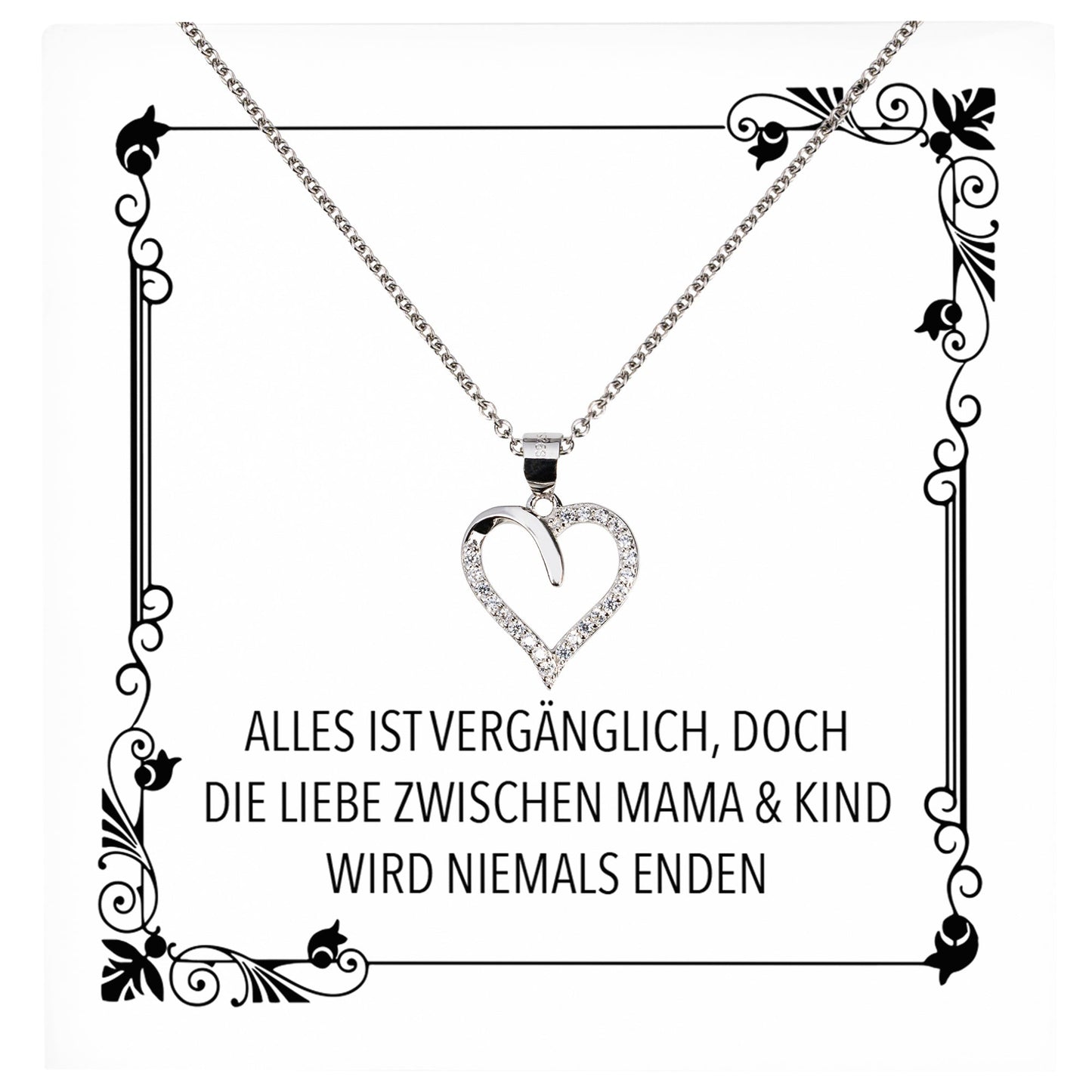 22Feels® Mama Geschenk Muttertag Geburtstag Frauen Schmuck mit Karte Herz Halskette Echt Silber Weihnachten Idee von Tochter oder Sohn-Schmuck mit Botschaftskarte - Herz21-22Feels