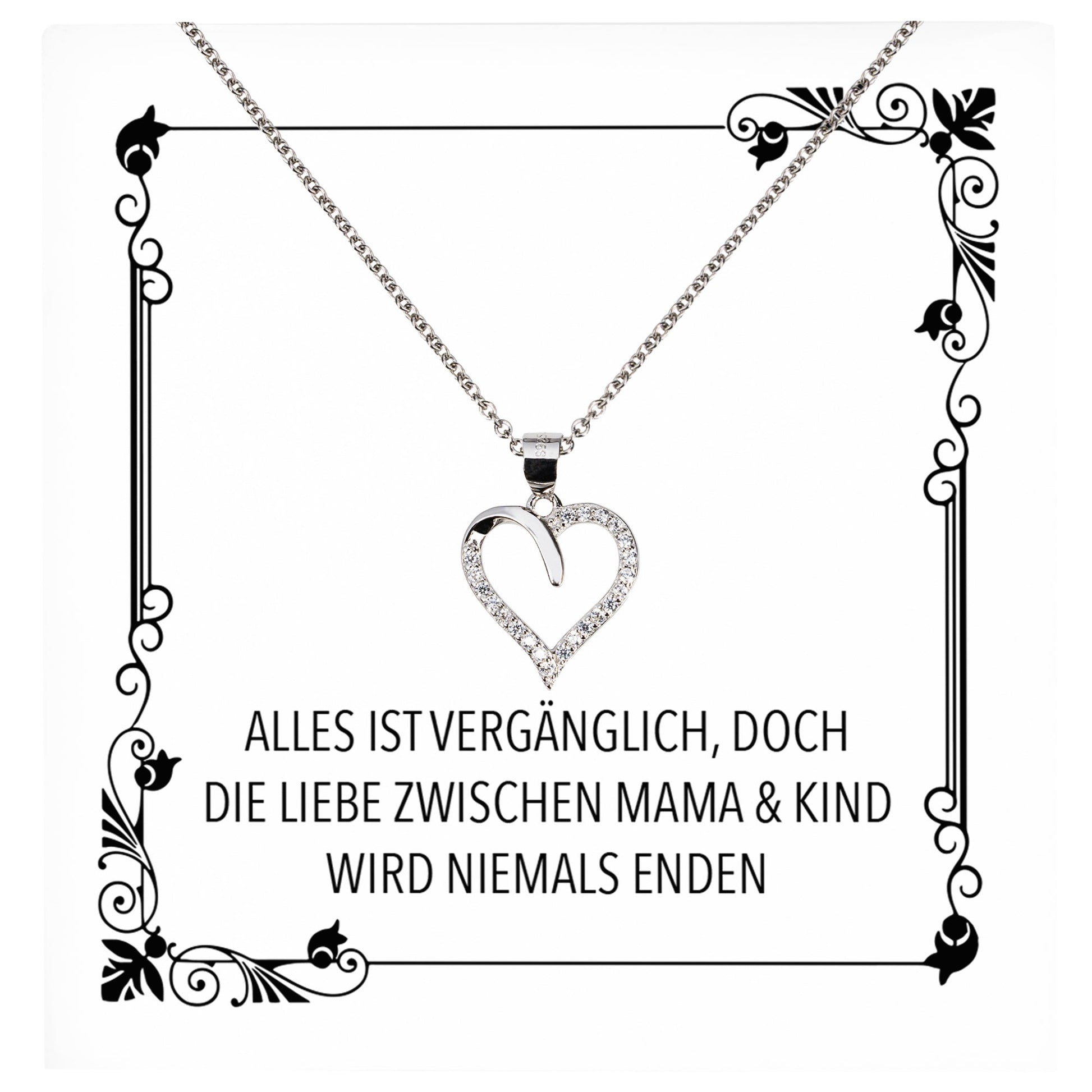 22Feels® Mama Geschenk Muttertag Geburtstag Frauen Schmuck mit Karte Herz Halskette Echt Silber Weihnachten Idee von Tochter oder Sohn-Schmuck mit Botschaftskarte - Herz21-22Feels