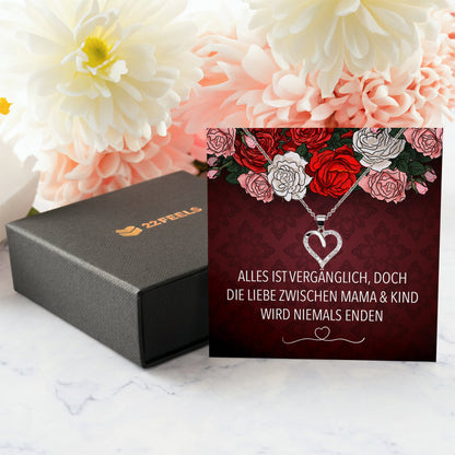 22Feels® Mama Geschenk Muttertag Geburtstag Frauen Schmuck mit Karte Herz Halskette Echt Silber Weihnachten Idee von Tochter oder Sohn-Schmuck mit Botschaftskarte - Herz21-22Feels
