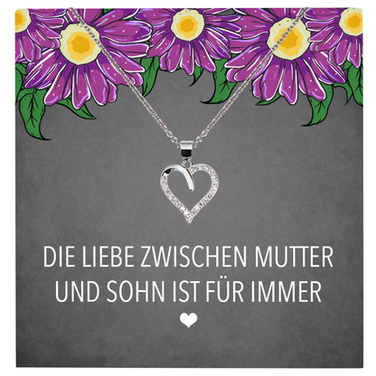22Feels® Mama Geschenk von Sohn Muttertag Geburtstag Frauen Schmuck mit Karte Echt Silber Herz Halskette Weihnachten Idee Mutter Sohn-Schmuck mit Botschaftskarte - Herz21-22Feels