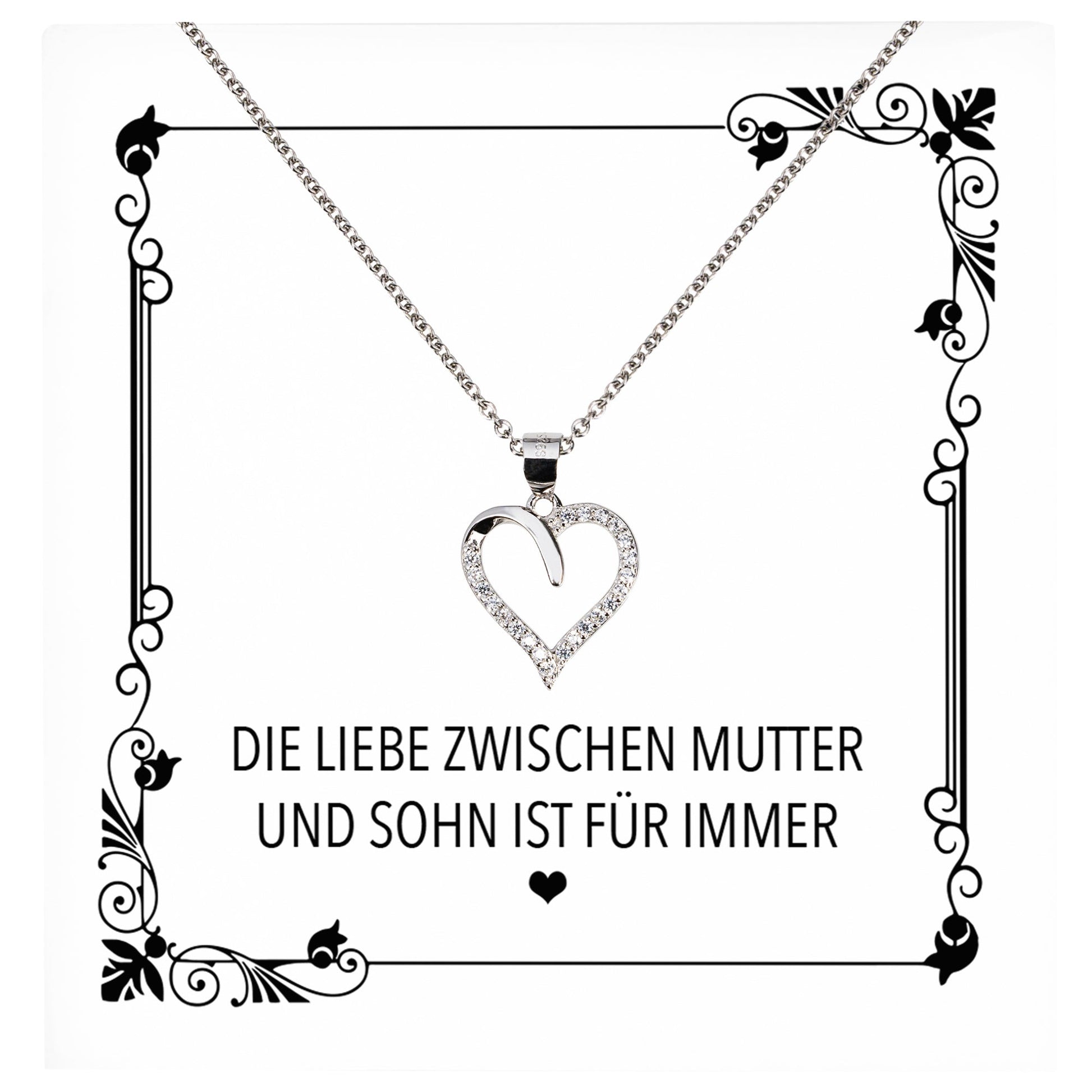 22Feels® Mama Geschenk von Sohn Muttertag Geburtstag Frauen Schmuck mit Karte Echt Silber Herz Halskette Weihnachten Idee Mutter Sohn-Schmuck mit Botschaftskarte - Herz21-22Feels