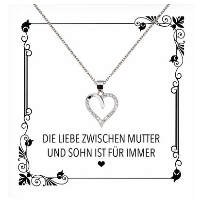 22Feels® Mama Geschenk von Sohn Muttertag Geburtstag Frauen Schmuck mit Karte Echt Silber Herz Halskette Weihnachten Idee Mutter Sohn-Schmuck mit Botschaftskarte - Herz21-22Feels