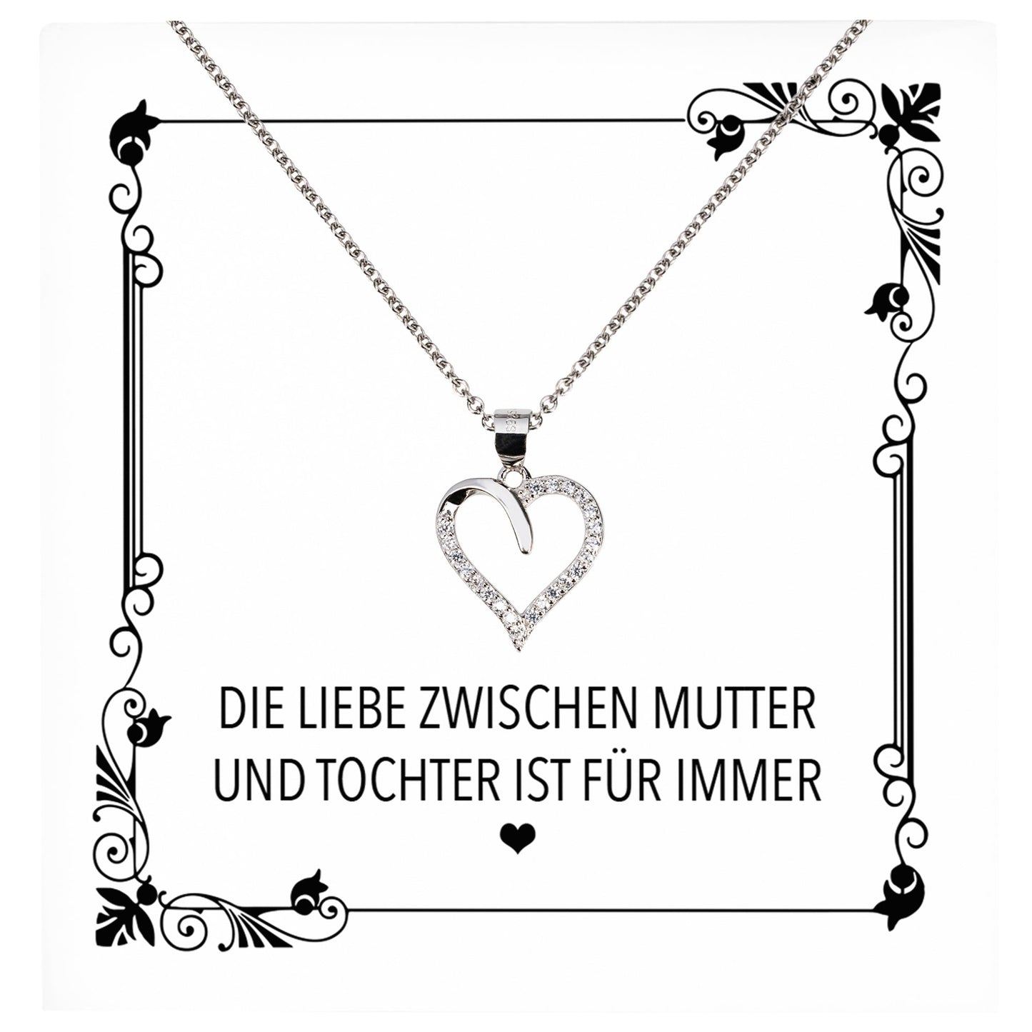 22Feels® Mama Geschenk von Tochter Muttertag Geburtstag Frauen Schmuck mit Karte Echt Silber Herz Halskette Weihnachten Idee Mutter Tochter-Schmuck mit Botschaftskarte - Herz21-22Feels