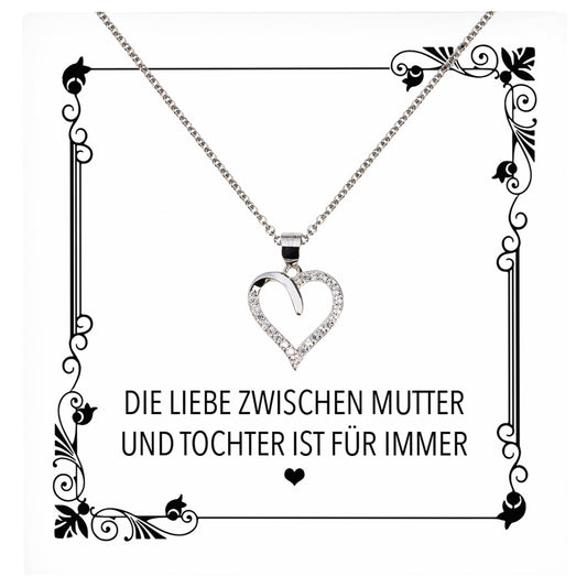 22Feels® Mama Geschenk von Tochter Muttertag Geburtstag Frauen Schmuck mit Karte Echt Silber Herz Halskette Weihnachten Idee Mutter Tochter-Schmuck mit Botschaftskarte - Herz21-22Feels