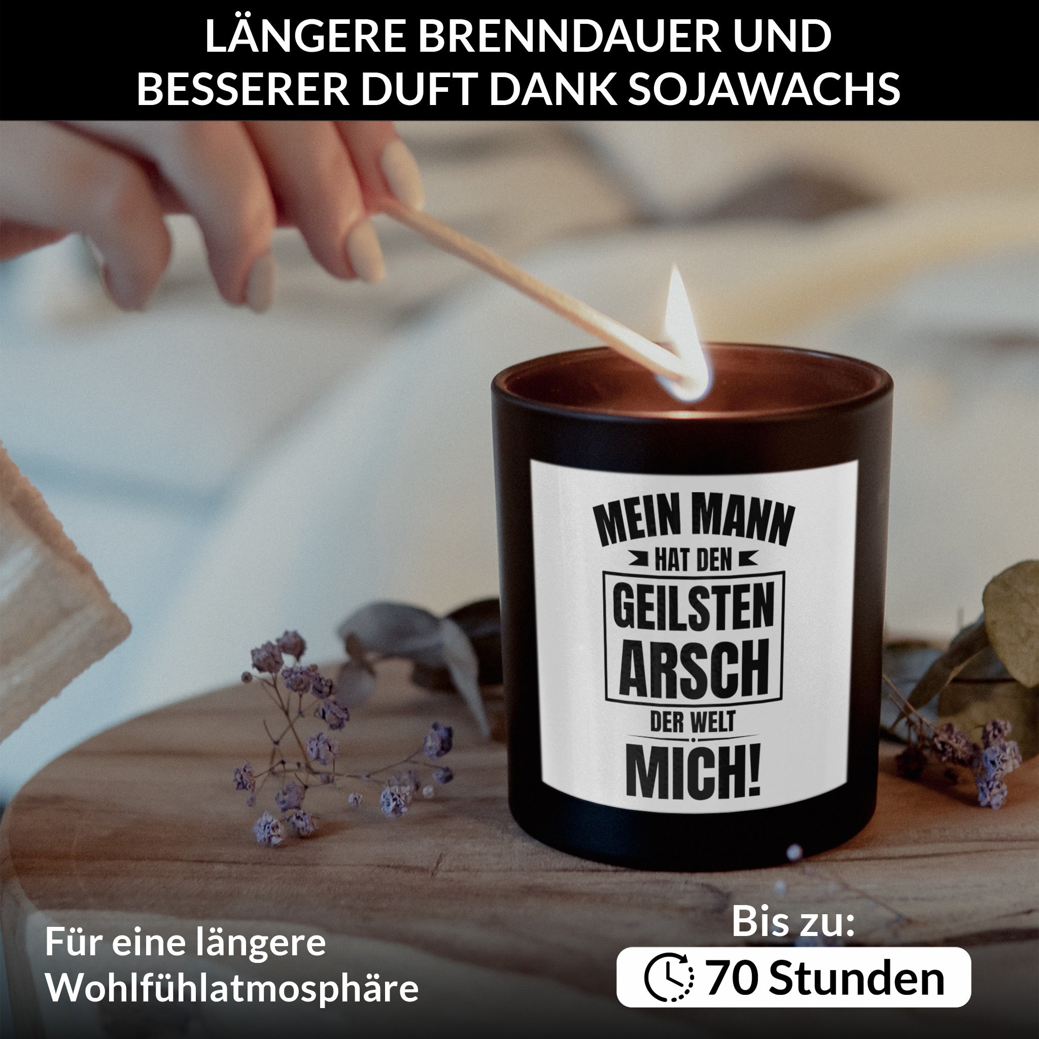 22Feels® Ehefrau Hochzeitstag Geschenk HANDGEMACHTE Sojawachs Duft-Kerze im Glas (ZITRUS, VEGAN)-Spruchkerzen B1K1-22Feels