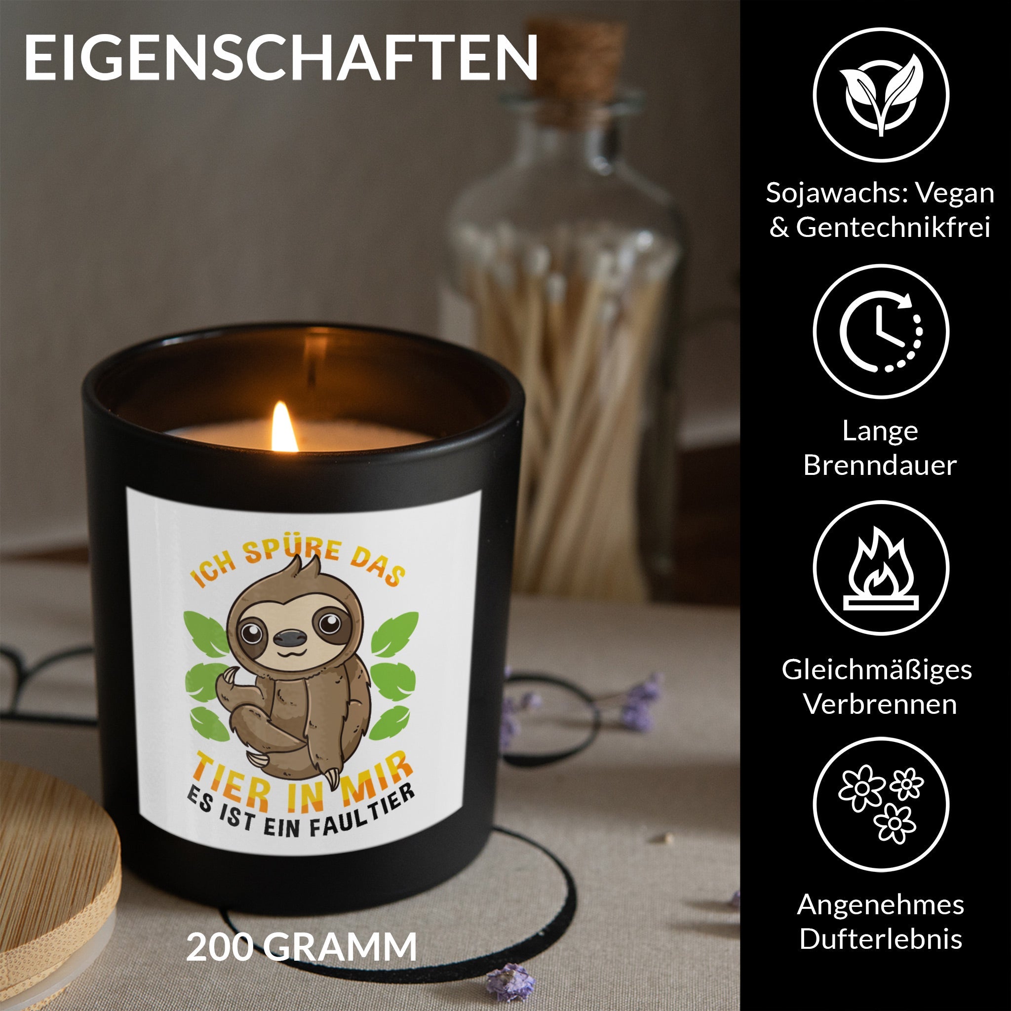 22Feels® Lustige Spruchkerze Frauen Faultier Geschenk HANDGEMACHTE Sojawachs Duft-Kerze im Glas (ZITRUS, VEGAN)-Spruchkerzen B1K1-22Feels