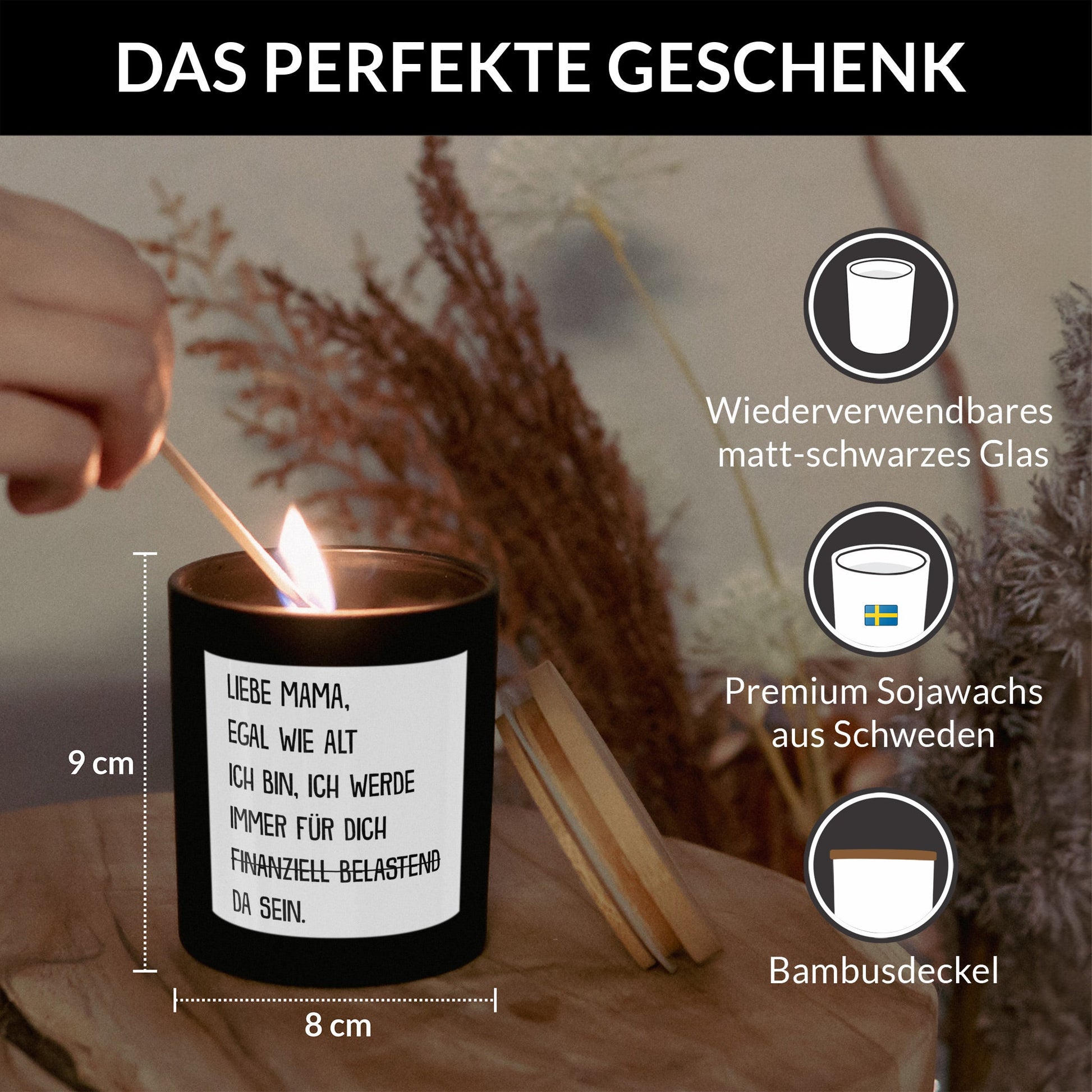 22Feels® Mama Geschenk HANDGEMACHTE Sojawachs Duft-Kerze im Glas (ZITRUS, VEGAN)-Spruchkerzen B1K1-22Feels