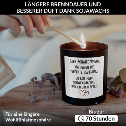 22Feels® Schwiegersohn Geschenk HANDGEMACHTE Sojawachs Duft-Kerze im Glas (ZITRUS, VEGAN)-Spruchkerzen B1K1-22Feels