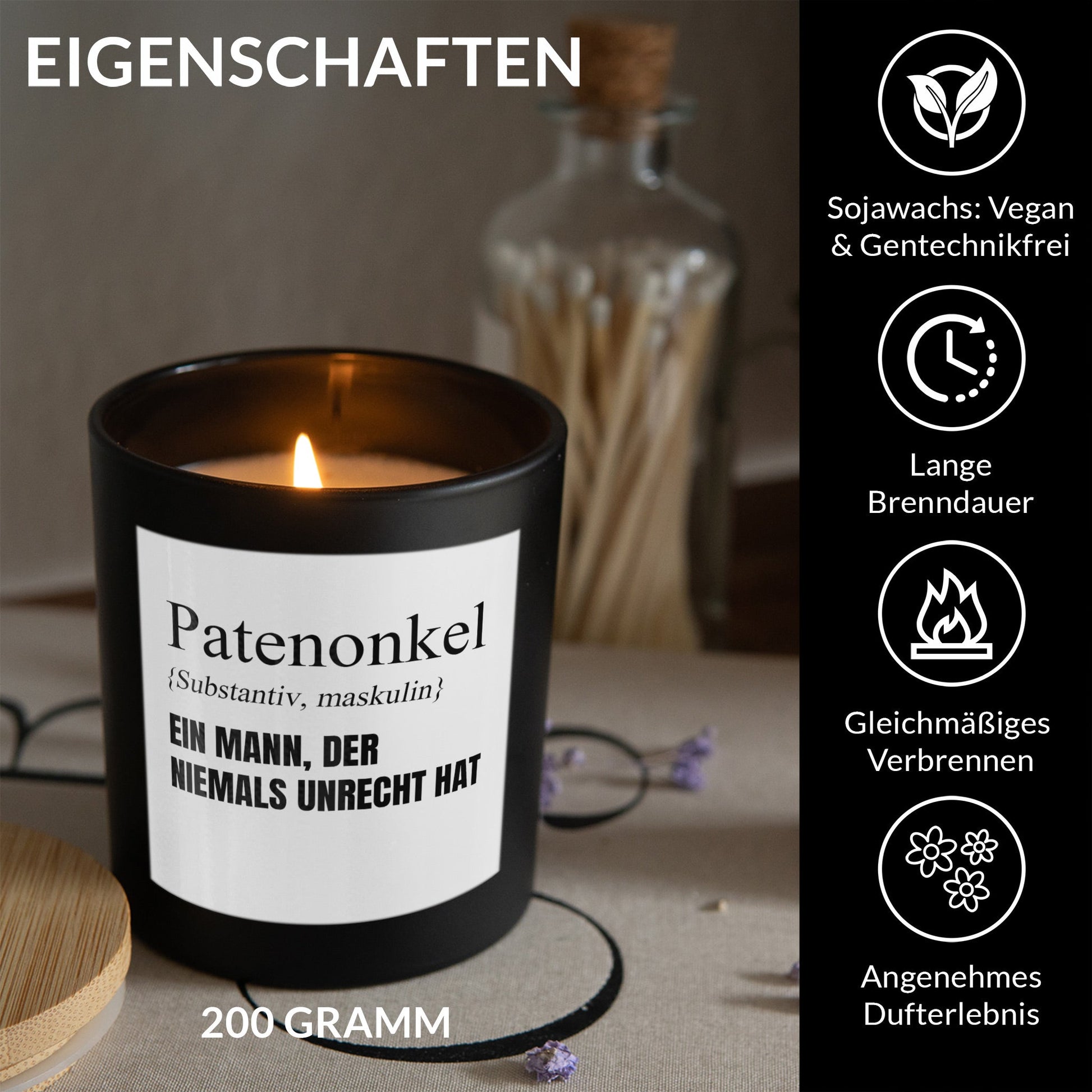 22Feels® Patenonkel Geschenk HANDGEMACHTE Sojawachs Duft-Kerze im Glas (ZITRUS, VEGAN)-Spruchkerzen B1K1-22Feels