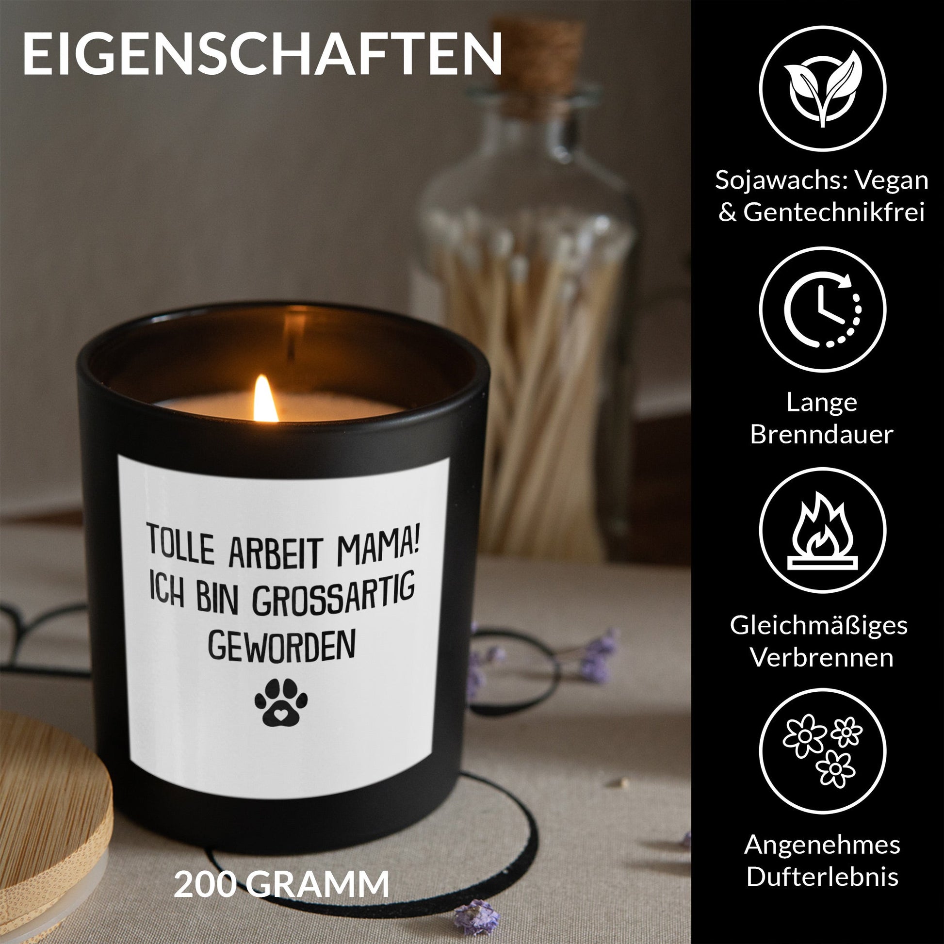 22Feels® Hundemama Geschenk HANDGEMACHTE Sojawachs Duft-Kerze im Glas (ZITRUS, VEGAN)-Spruchkerzen B1K1-22Feels