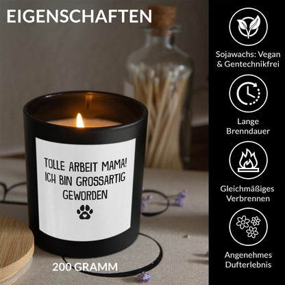 22Feels® Hundemama Geschenk HANDGEMACHTE Sojawachs Duft-Kerze im Glas (ZITRUS, VEGAN)-Spruchkerzen B1K1-22Feels