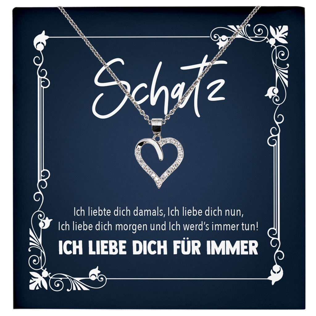 22Feels® Schatz Romantisches Geschenk für Frauen zum Jahrestag, Valentinstag, Hochzeitstag und co. - Echt Silber 925/000 Schmuckset: Herz Halskette mit Botschaftskarte-Schmuck mit Botschaftskarte - Herz21-22Feels