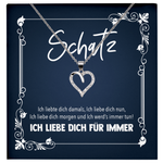 22Feels® Schatz Romantisches Geschenk für Frauen zum Jahrestag, Valentinstag, Hochzeitstag und co. - Echt Silber 925/000 Schmuckset: Herz Halskette mit Botschaftskarte-Schmuck mit Botschaftskarte - Herz21-22Feels