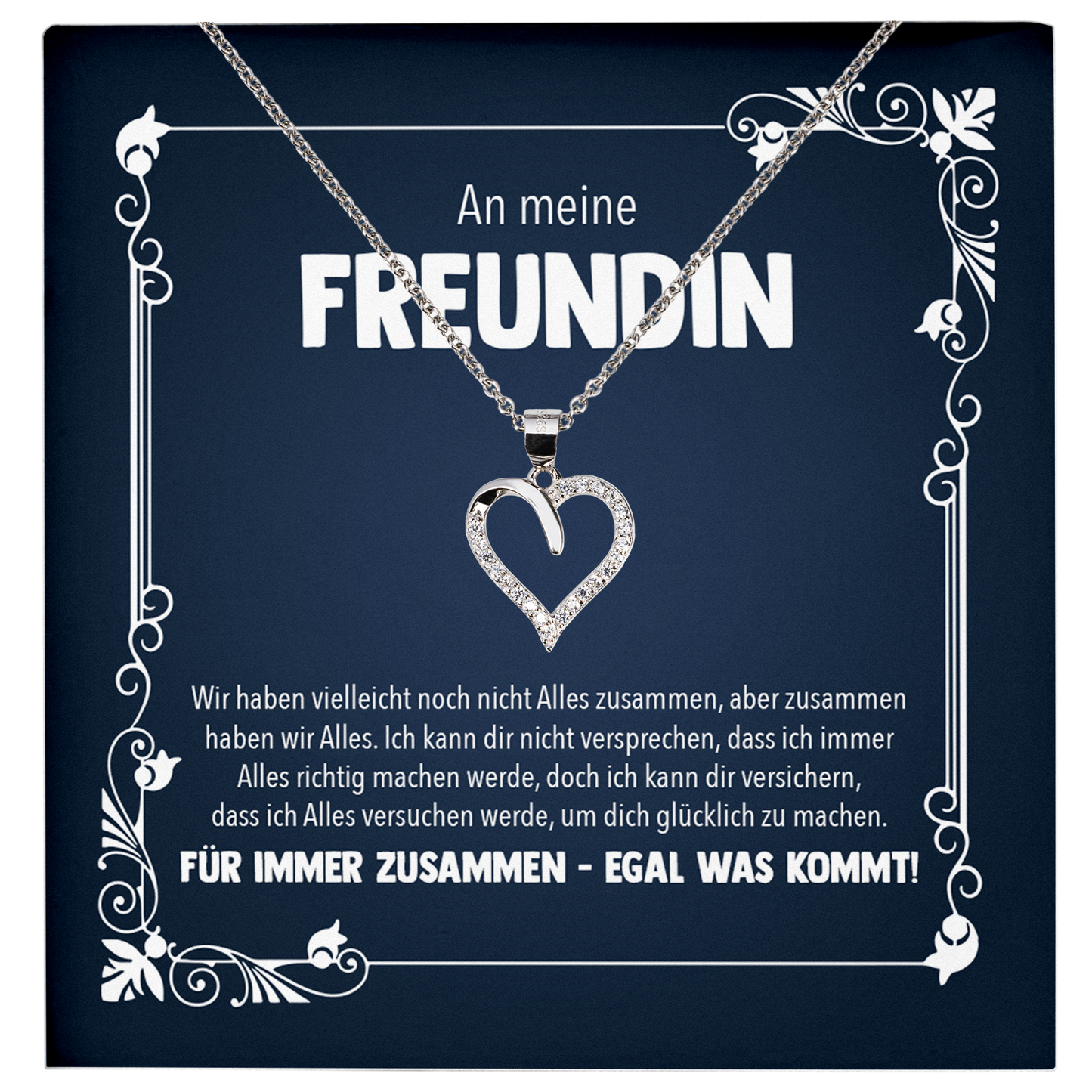 22Feels® Jahrestag, Valentinstag und co. Geschenk für Freundin - Echt Silber 925/000 Schmuckset: Herz Halskette mit Botschaftskarte-Schmuck mit Botschaftskarte - Herz21-22Feels
