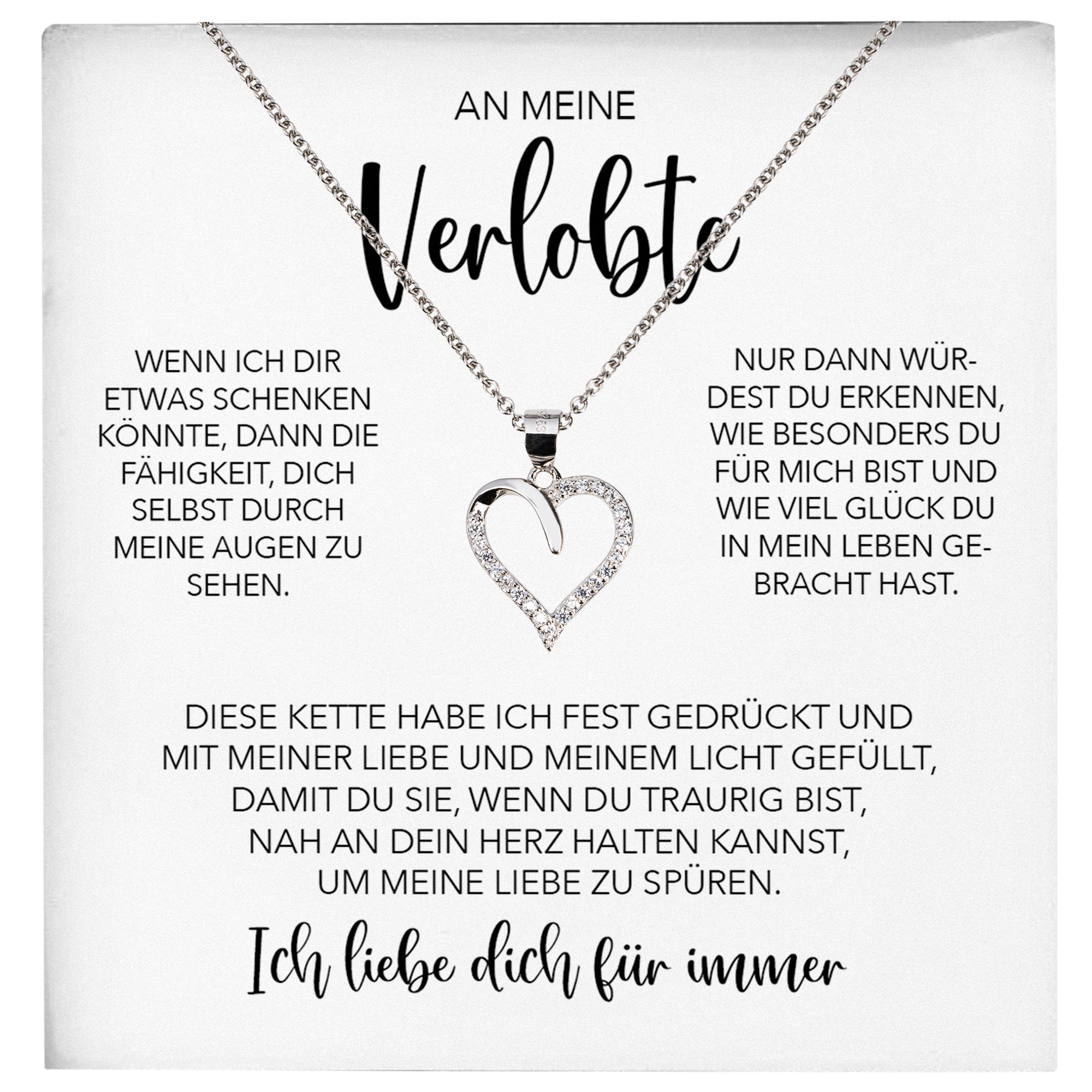 22Feels® Verlobung Geschenk Frauen Silber 925/000 Herz Halskette mit Karte Schmuck Ich Liebe Dich Verlobte Valentinstag Hochzeitsplanung Jahrestag-Schmuck mit Botschaftskarte - Herz21-22Feels