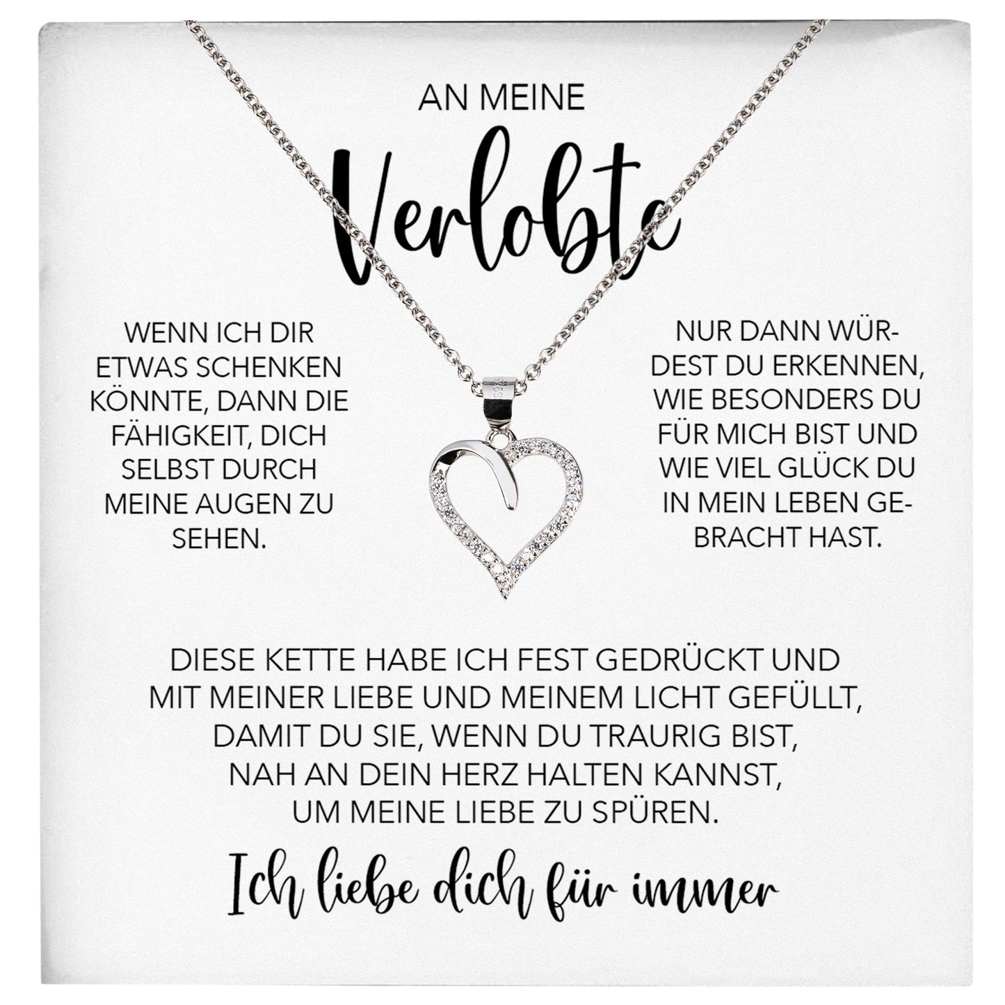 22Feels® Verlobung Geschenk Frauen Silber 925/000 Herz Halskette mit Karte Schmuck Ich Liebe Dich Verlobte Valentinstag Hochzeitsplanung Jahrestag-Schmuck mit Botschaftskarte - Herz21-22Feels