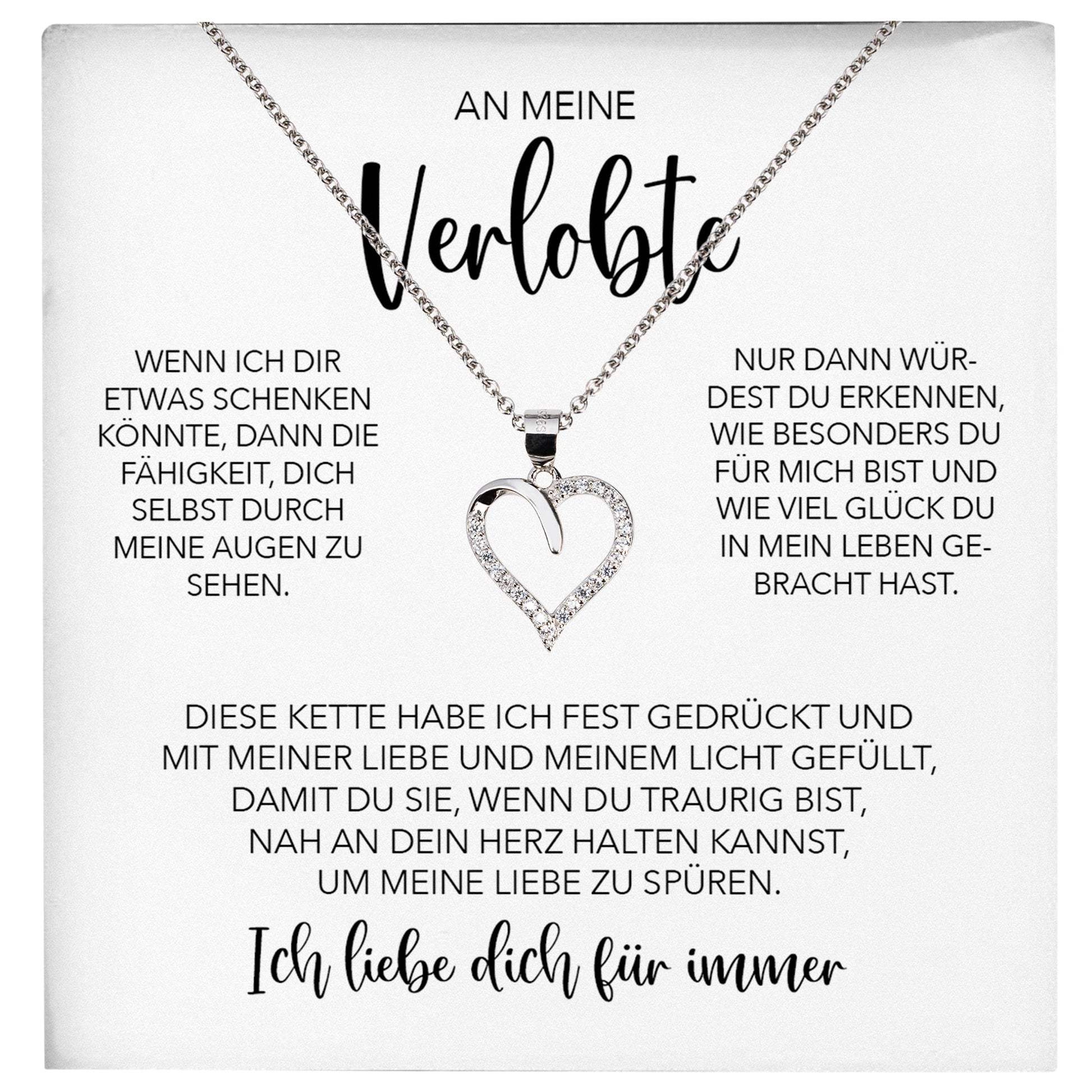 22Feels® Verlobung Geschenk Frauen Silber 925/000 Herz Halskette mit Karte Schmuck Ich Liebe Dich Verlobte Valentinstag Hochzeitsplanung Jahrestag-Schmuck mit Botschaftskarte - Herz21-22Feels