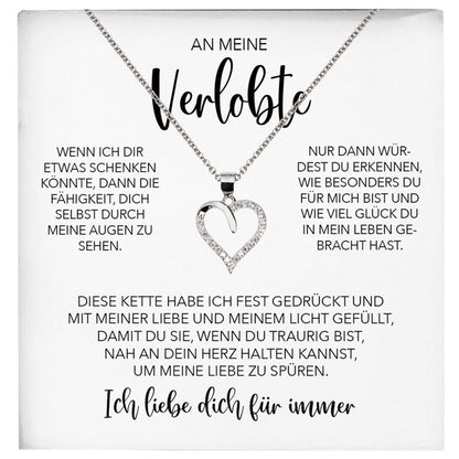 22Feels® Verlobung Geschenk Frauen Silber 925/000 Herz Halskette mit Karte Schmuck Ich Liebe Dich Verlobte Valentinstag Hochzeitsplanung Jahrestag-Schmuck mit Botschaftskarte - Herz21-22Feels