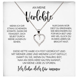 22Feels® Verlobung Geschenk Frauen Silber 925/000 Herz Halskette mit Karte Schmuck Ich Liebe Dich Verlobte Valentinstag Hochzeitsplanung Jahrestag-Schmuck mit Botschaftskarte - Herz21-22Feels