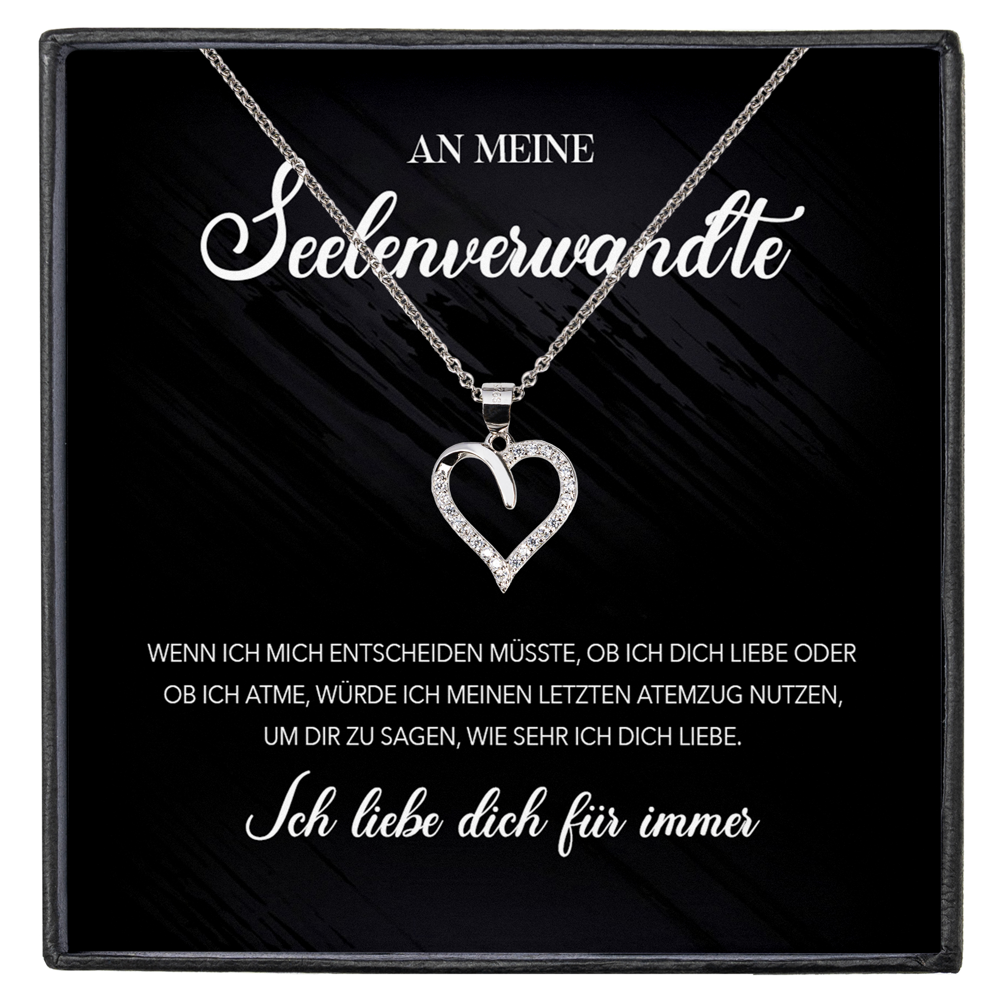 22Feels® Seelenverwandte Ich Liebe Dich Frauen Geschenk Silber 925/000 Schmuck Ehefrau Freundin Herz Halskette Valentinstag Hochzeitstag Jahrestag-Schmuck mit Botschaftskarte - Herz21-22Feels