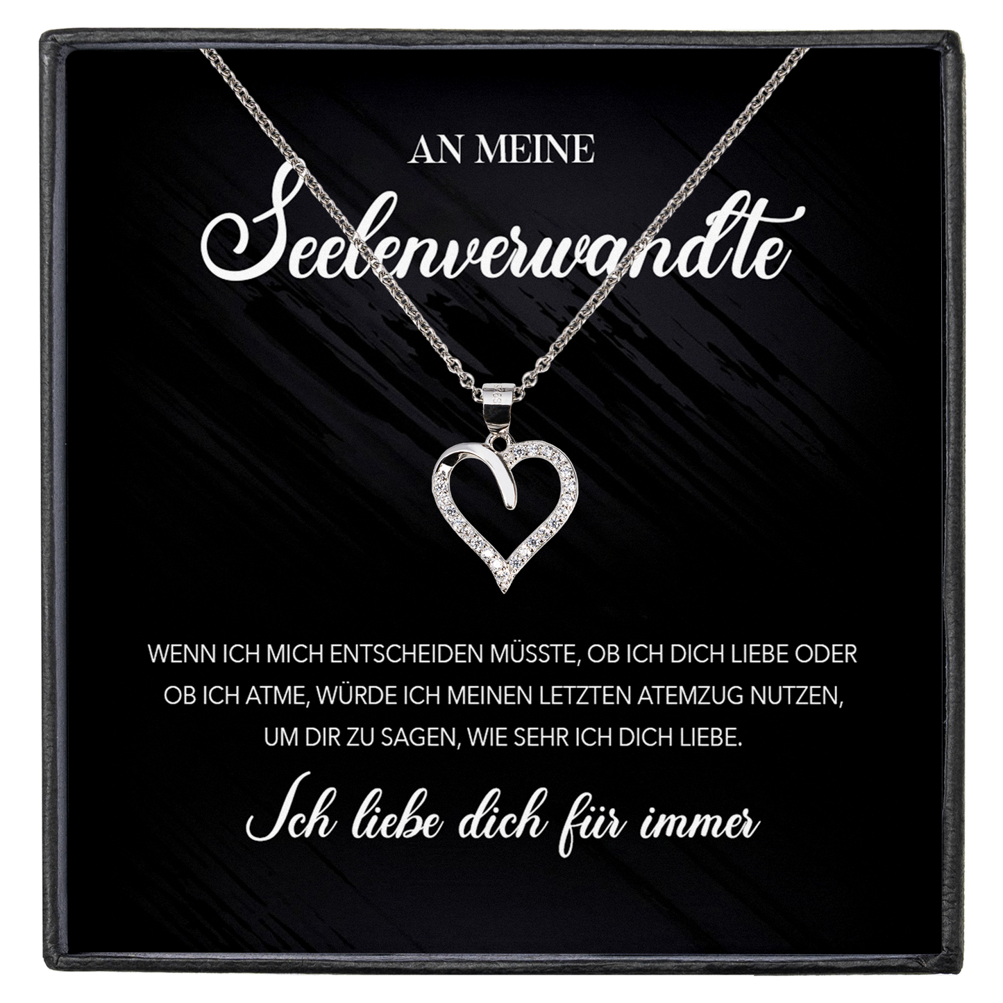 22Feels® Seelenverwandte Ich Liebe Dich Frauen Geschenk Silber 925/000 Schmuck Ehefrau Freundin Herz Halskette Valentinstag Hochzeitstag Jahrestag-Schmuck mit Botschaftskarte - Herz21-22Feels