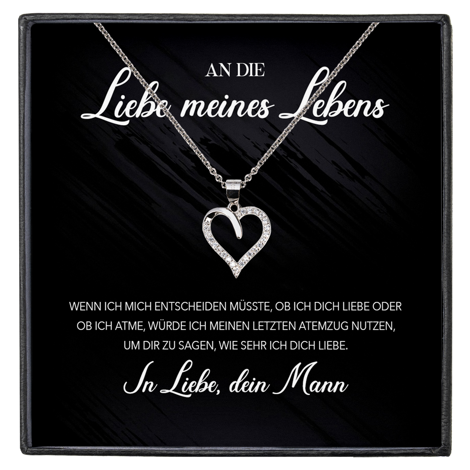 22Feels® Schatz Ich Liebe Dich Frauen Geschenk Silber 925/000 Schmuck Ehefrau Freundin Herz Halskette Valentinstag Hochzeitstag Jahrestag-Schmuck mit Botschaftskarte - Herz21-22Feels
